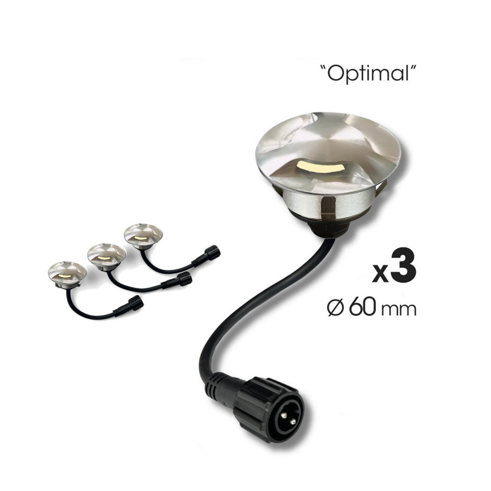 2036-D303 - 3 recessed wooden spotlights Ø6cm - 3 windows | PRO CONNECT CH